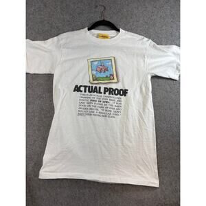 VINTAGE 90s Actual Proof Bird Of Iowa T Shirts Mens White Novelty USA Medium